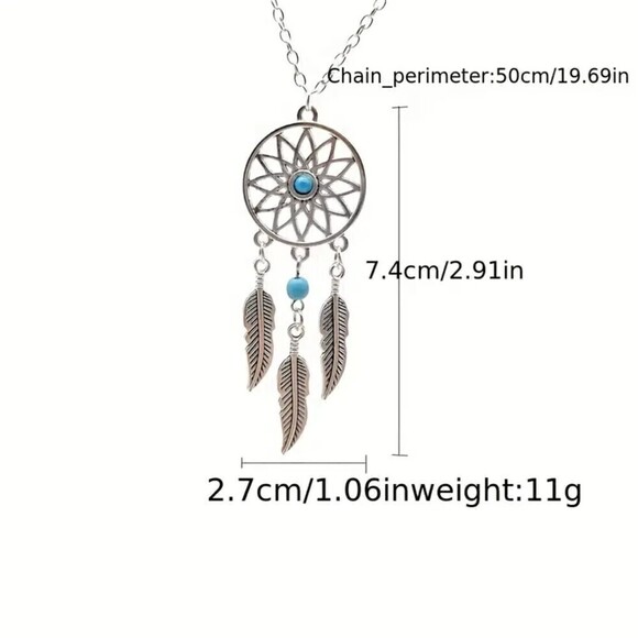 New - Bohemian Style Dream Catcher Necklace w/ 20" Chain - Picture 3 of 5